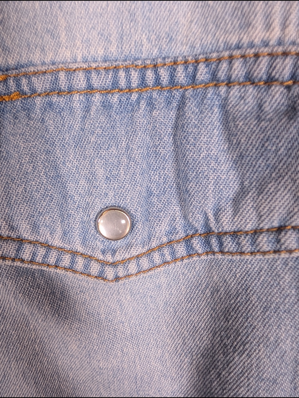 Ely Cattleman Denim Western Shirt Tall Man LT Light Wash Pearl Snap Cowboy - Picture 5 of 8